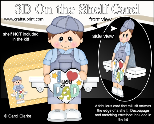3D On the Shelf Card Kit - Cute Little Toddler Alden Loves his Dad