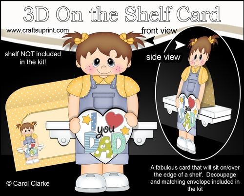 3D On the Shelf Card Kit - Cute Little Toddler Taina Loves her Dad