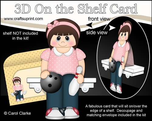 3D On the Shelf Card Kit - Little Teen Jacquelin enjoys a game of 10 Pin Bowling