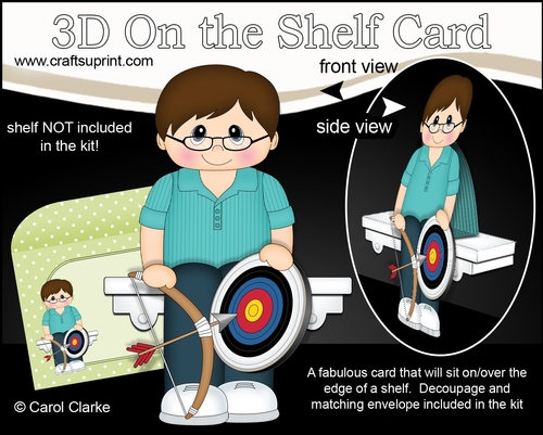 3D On the Shelf Card Kit - Little Archery Man Roddy is Right on Target