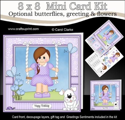 8 x 8 Cute Little Teen is Swinging High Mini Kit with 3d Decoupage