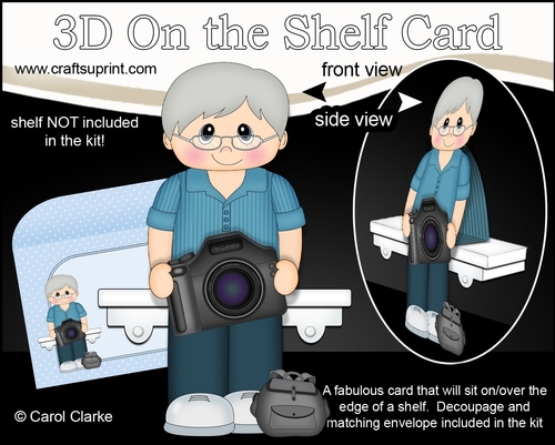 3D On the Shelf Card Kit - Little Old Man Photographer Gaston