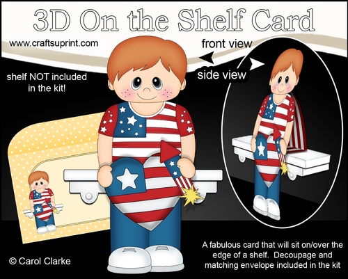 3D On the Shelf Card Kit - Patriotic Stars & Stripes Caden is Celebrating 4th July