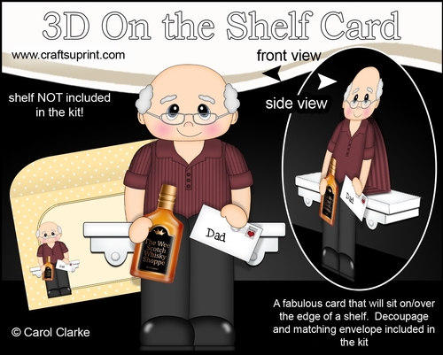 3D On the Shelf Card Kit - Dad Edward is a Great Guy with a Bottle of Whisky