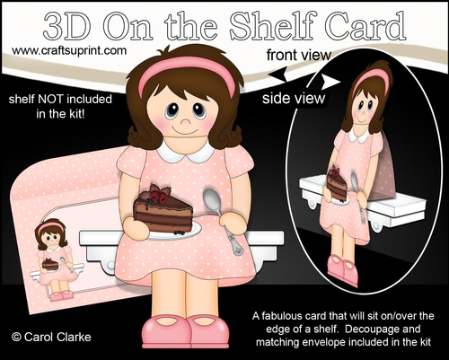 3D On the Shelf Card Kit - Kathey enjoys a nice slice of Chocolate Cake