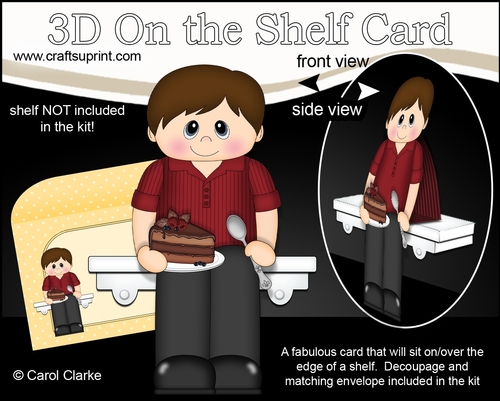3D On the Shelf Card Kit - Kenneth enjoys a nice slice of Chocolate Cake