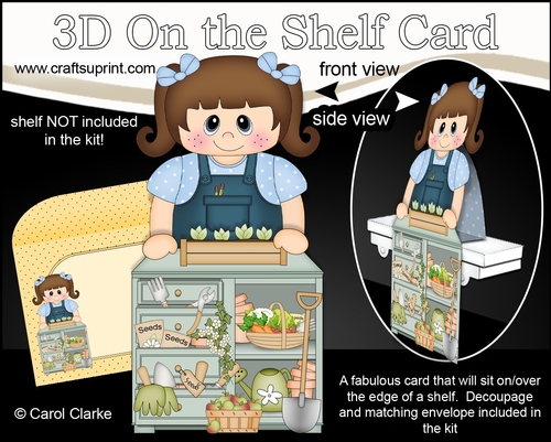 3D On the Shelf Card Kit - Cute Little Girl Kristi is in the Potting Shed 