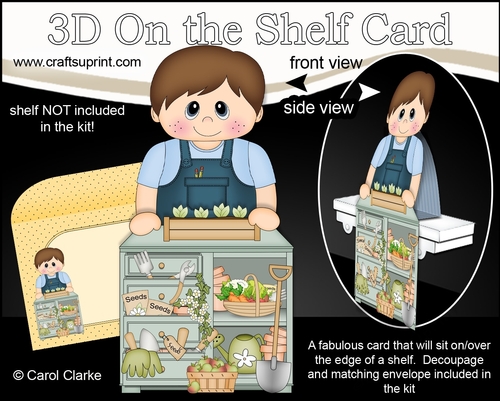 3D On the Shelf Card Kit - Cute Little Boy Jayson is in the Potting Shed