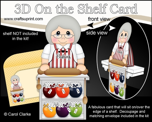 3D On the Shelf Card Kit - Little Bake Off Old Lady Geraldine loves Baking 