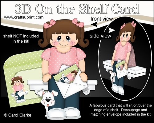 3D On the Shelf Card Kit - Cute little Girl Cristina has a Mini Card & Envelope