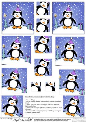 Cheeky Xmas Penguin Twisted Pyramage Sheet