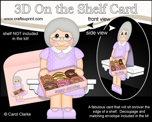 3D On the Shelf Card Kit - Old Lady Esther has a Box of Donuts to Share