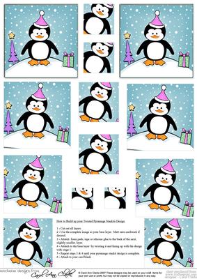 Cheeky Xmas Penguin Twisted Pyramage Sheet