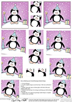 Cheeky Xmas Penguin Twisted Pyramage Sheet