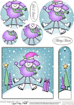 Cute Xmas Poodle Quick Card with Circle Pyramage Topper
