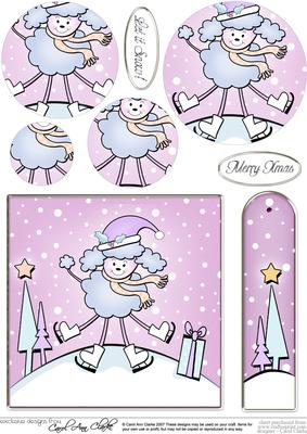Cute Xmas Poodle Quick Card with Circle Pyramage Topper