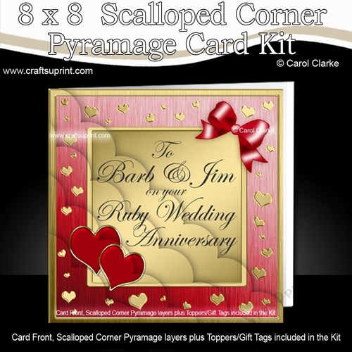 8 x 8 Barb & Jim Ruby Wedding Anniversary Kit with Scalloped Corners