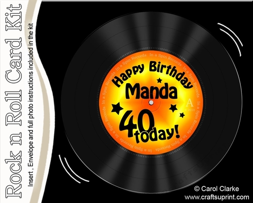 MANDA 40th Birthday Record Rock n Roll Kit, envelope and insert