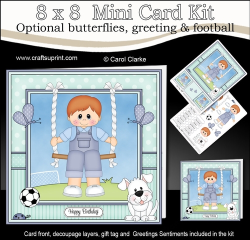 8 x 8 Cute Little Toddler is Swinging High Mini Kit with 3d Decoupage