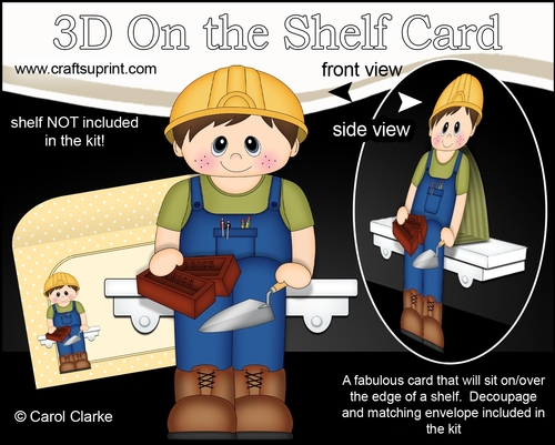 3D On the Shelf Card Kit - Little Workman Bricklayer Ronny