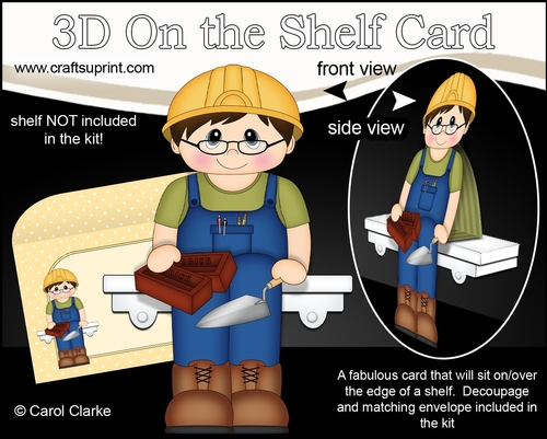 3D On the Shelf Card Kit - Little Workman Bricklayer Milton