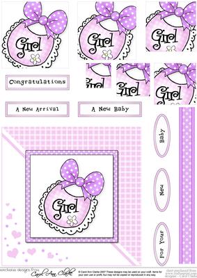 New Baby Girl Quick Card with Pyramage