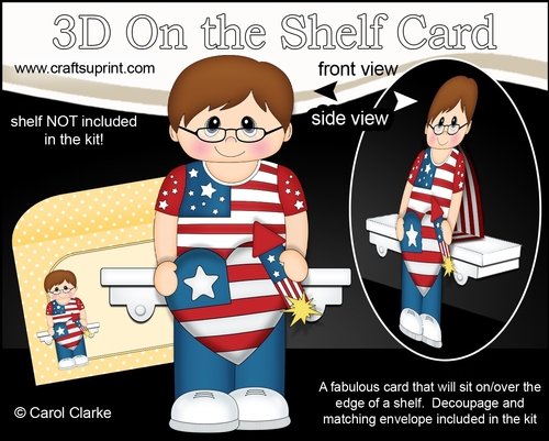 3D On the Shelf Card Kit - Patriotic Stars & Stripes Rylan is Celebrating 4th July
