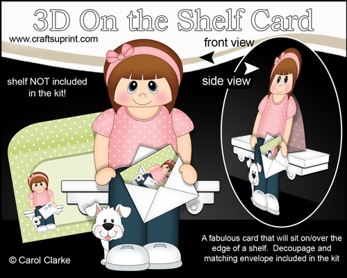 3D On the Shelf Card Kit - Cute little Teen Kaleigh has a Mini Card & Envelope 