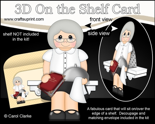 3D On the Shelf Card Kit - Posh Nosh Head Waitress Gladis