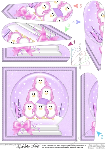 Christmas Pretty Pastel Penguin Tree Snowglobe Fan Pyramage Topper