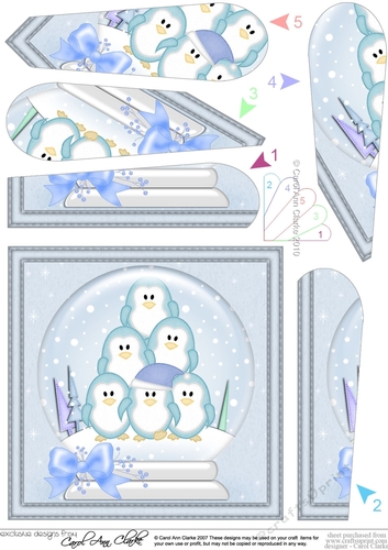 Christmas Pretty Pastel Penguin Tree Snowglobe Fan Pyramage Topper