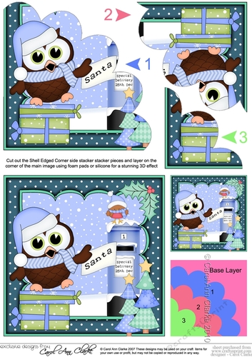 Christmas Little Hoot Owl Posts a Letter to Santa Shell Edged Stacker