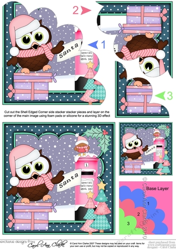 Christmas Little Hoot Owl Posts a Letter to Santa Shell Edged Stacker