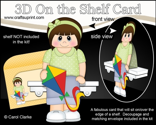 3D On the Shelf Card Kit - Little Teen Keeley is Flying high with her Kite