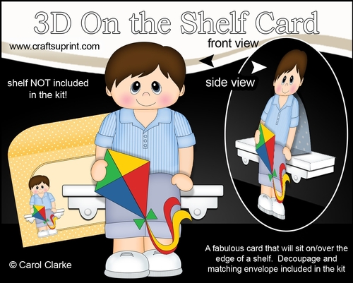 3D On the Shelf Card Kit - Little Teen Buster is Flying high with his Kite