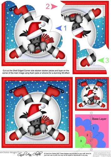Christmas Oops Hamish Scottie Dog meets a Snowball Shell Edged Stacker