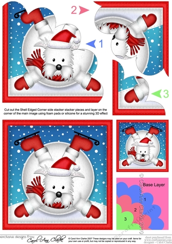 Christmas Oops Jock Westie Dog meets a Snowball Shell Edged Stacker
