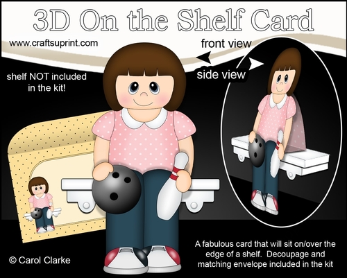 3D On the Shelf Card Kit - Evelyne enjoys a game of 10 Pin Bowling