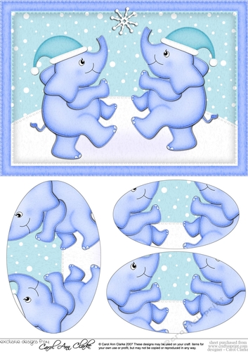 A5 Xmas Elephant Oval Pyramage Topper