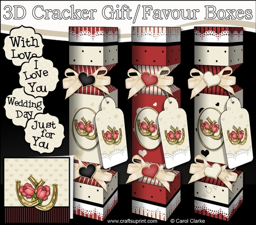 3D Romantic Wedding or Anniversary Cracker Gift Favour Boxes