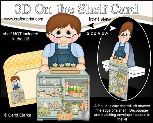 3D On the Shelf Card Kit - Cute Little Teen Javier is in the Potting Shed