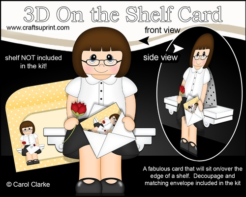 3D On the Shelf Card Kit - Juliann has a Rose plus a Mini Card & Envelope