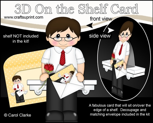 3D On the Shelf Card Kit - Eldridge has a Rose plus a Mini Card & Envelope