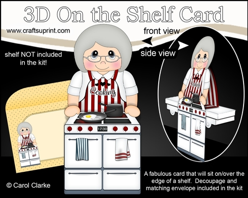 3D On the Shelf Card Kit - Little Old Lady Cook Venessa is a whiz in the Kitchen
