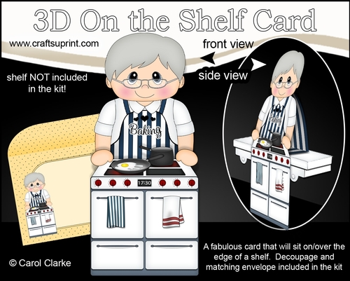 3D On the Shelf Card Kit - Little Old Man Cook Ernest is a whiz in the Kitchen