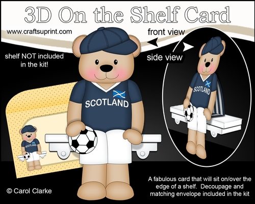 3D On the Shelf Card Kit - Little Football Freddy Teddy Plays for Scotland
