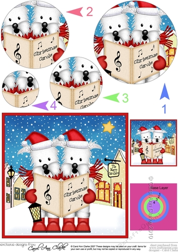 Christmas Carol Singing Westie Dogs Merry Carollers Circle Pyramage Topper