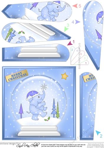 Lola Elephant Snowglobe Fan Pyramage Topper