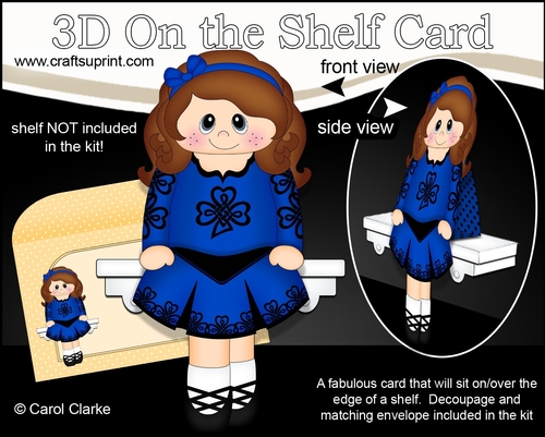 3D On the Shelf Card Kit - Little Irish Dancing Champion Finola is going to the Ceili