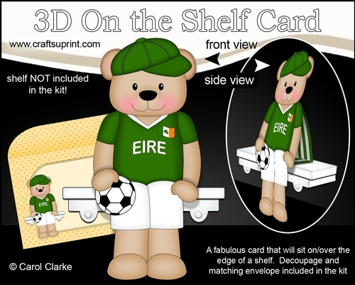 3D On the Shelf Card Kit - Little Football Freddy Teddy Plays for Eire